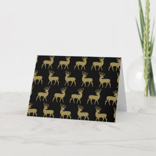 Carte Mid Century Vacances Cerf Motif Noir et Or