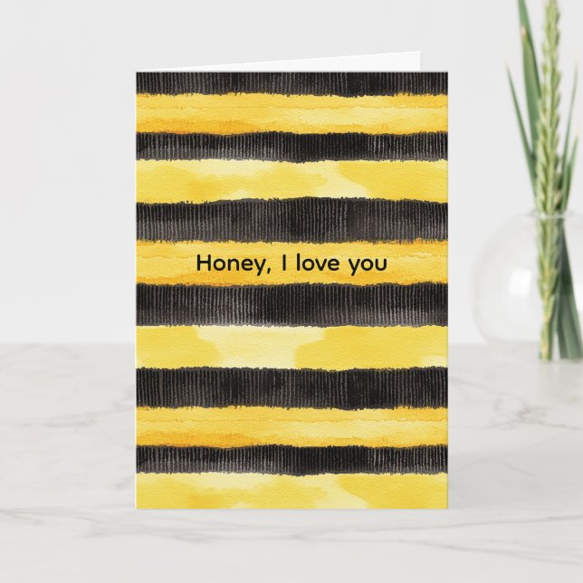 Carte Miel Abeille Noir Or Jaune Noël (Devant)