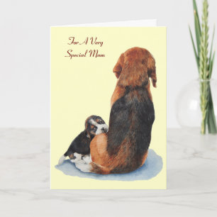 Carte mignon chiot beagle chien de maman bouddin