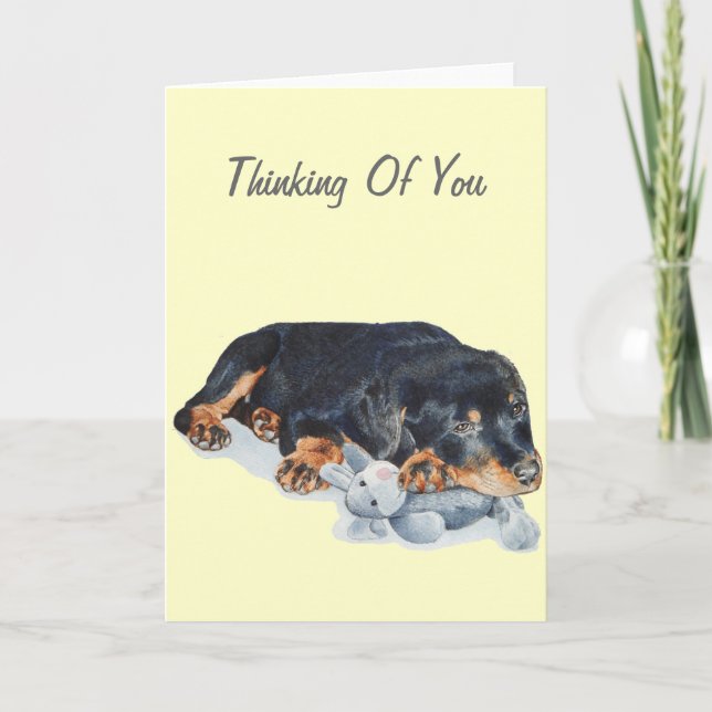 Carte mignon chiot chien rottweiler bouddling ourson art (Devant)