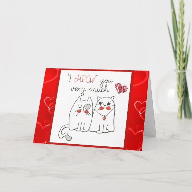 Carte Mignon drôle de chat de dessin animé d'amour (Devant)