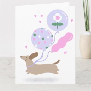 Carte Mignon Fête de l'Amour de Teckel Saucisson Rose
