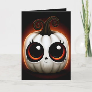 Carte Mignon Kawaii Citrouille Blanche Illustration d'Ha