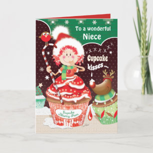 Carte Mignon, Noël, nièce, petit gâteau Marcy Pam