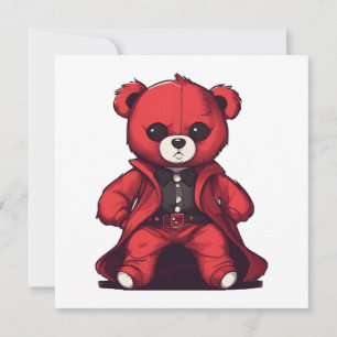 Carte Mignon ours en peluche rouge garçon