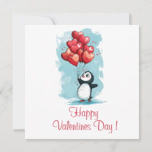 Carte mignon pingouin amoureux pour la Saint-Valentin av