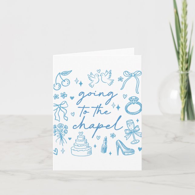 Carte Mignonne Aller À La Mariée De Chapelle Engagé Bach (Devant)