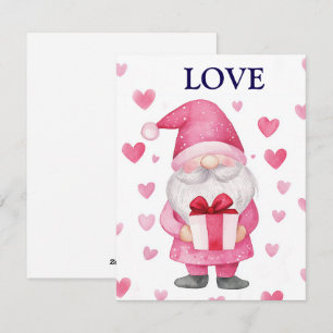 carte mignonne avec un gnome rose de dessin animé 