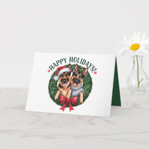 Carte Mignonne berger allemand Chien chiot Joyeux Noël