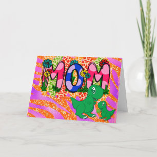 Carte Mignonne Bright Maman Dinosaur Fête des Mères Salu