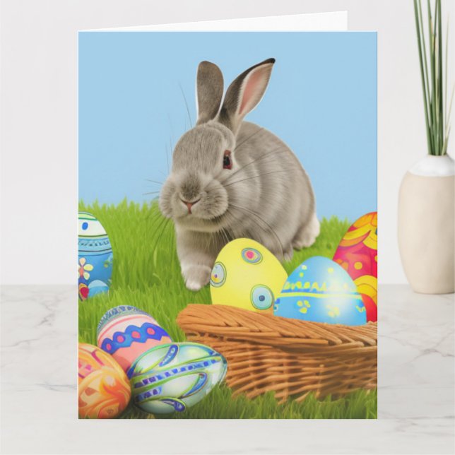 Carte Mignonne Bunnyfor Pâques pour une humeur positive (Devant)