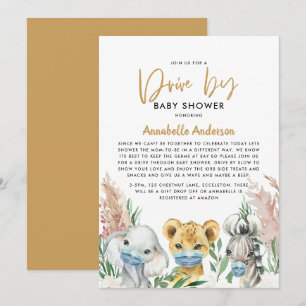 Carte Mignonne conduite de masques de vache par bébé