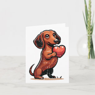 Carte Mignonne Dachshund Valentines Jour Coeur Amoureux 