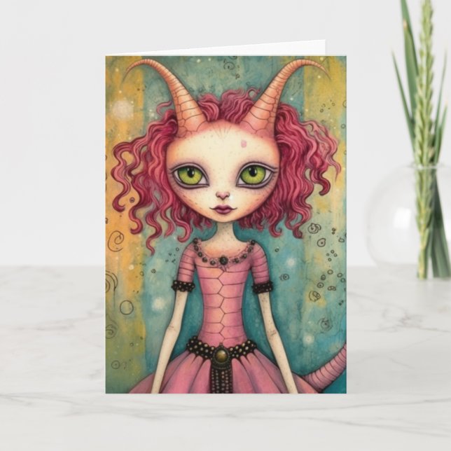 Carte Mignonne Dame Alien Toutes Les Occasions (Devant)