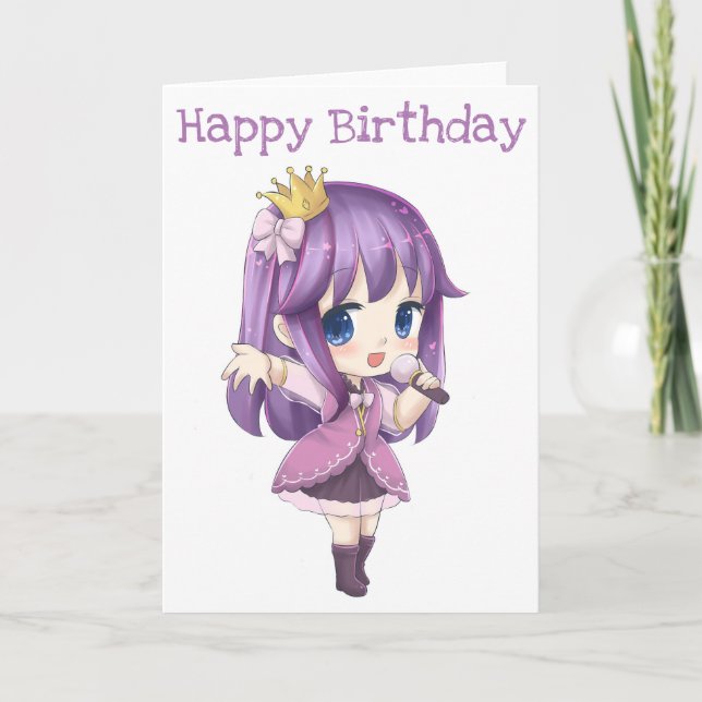 Carte mignonne de joyeux anniversaire de chanteur (Devant)