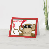 Carte mignonne de "Joyeux Noël" de singe de