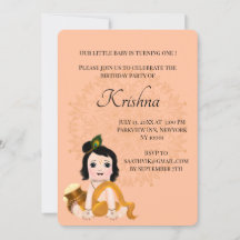 Carte mignonne de Krishna pour un anniversaire - A