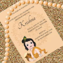 Carte mignonne de Krishna pour un anniversaire - A