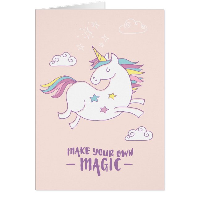 Carte mignonne de licorne d'enfants - "faites (Devant)