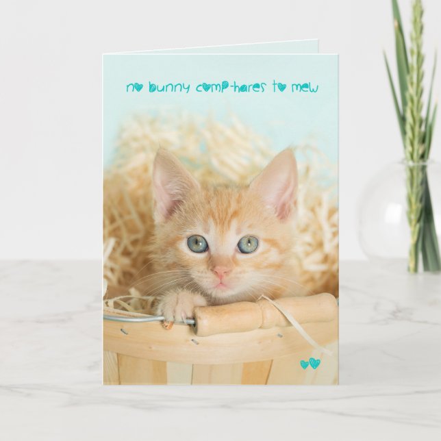 Carte mignonne de Pâques de chaton orange (Devant)