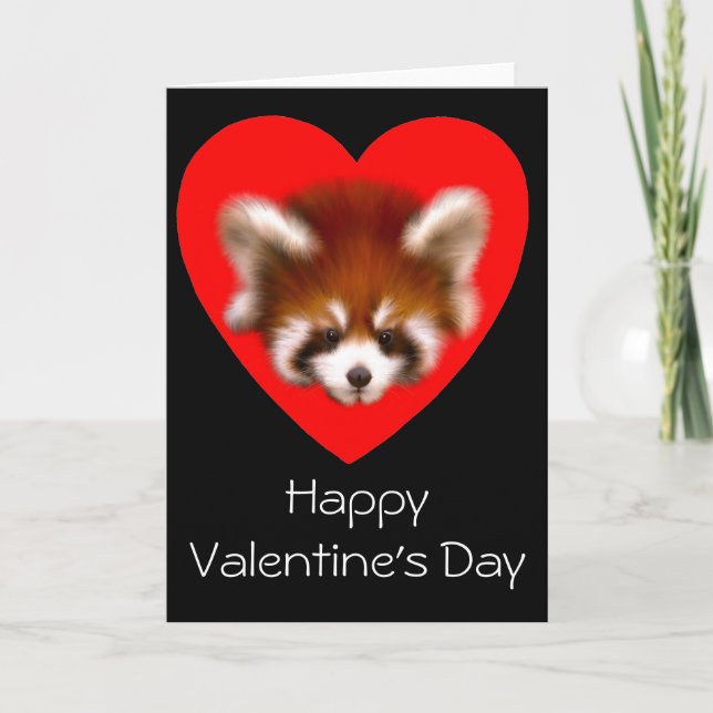 Carte mignonne de Saint-Valentin de panda rouge (Devant)
