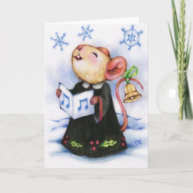 Carte mignonne de vacances de chant de souris de (Devant)