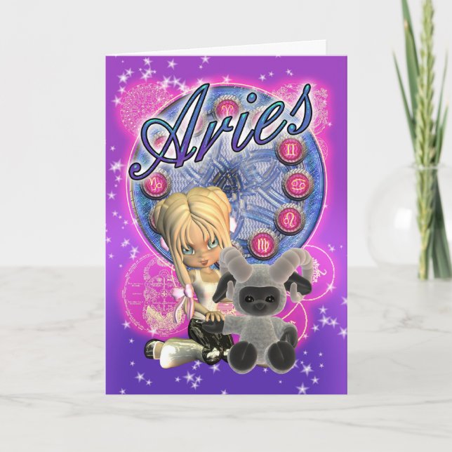 Carte mignonne de zodiaque de Bélier avec la (Devant)