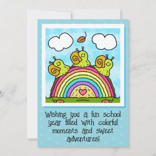 Carte Mignonne Escargots Vert Arc En Arc Revenir À L'Éco