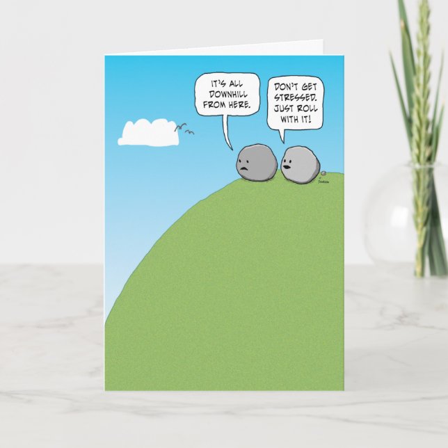 Carte Mignonne et drôle Tout en bas de la colline d'ici  (Devant)