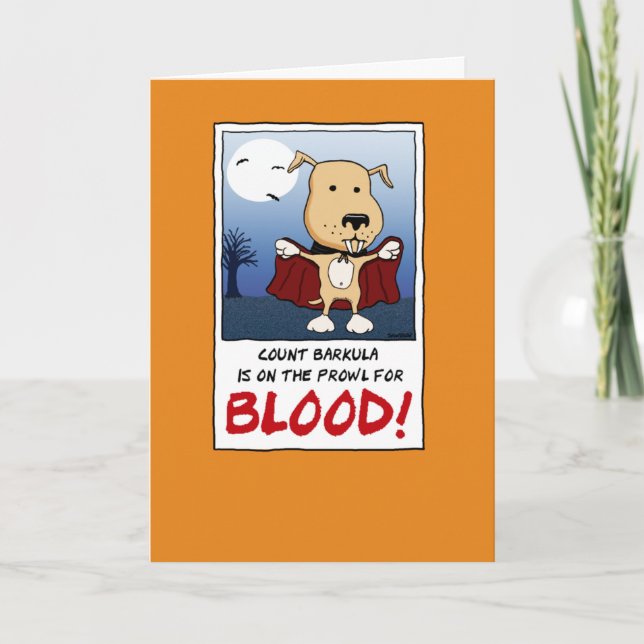 Carte Mignonne et drôle Vampire chien Halloween (Devant)