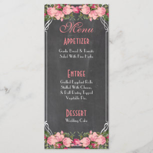 carte mignonne et élégante de menu de mariage