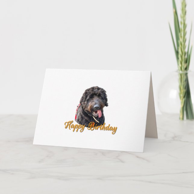 Carte Mignonne Furry Black Goldendoodle Joyeux Anniversa (Devant)