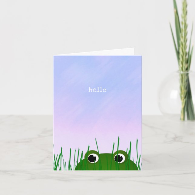 Carte mignonne grenouille levrette bonjour simple tu me  (Devant)