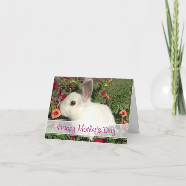 Carte mignonne heureuse de lapin du jour de mère (Devant)