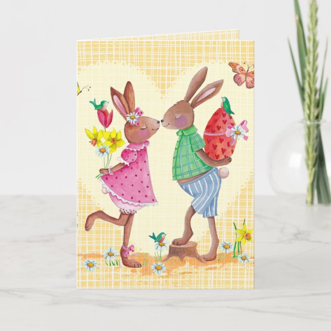 Carte mignonne heureuse des lapins | Pâques de (Devant)