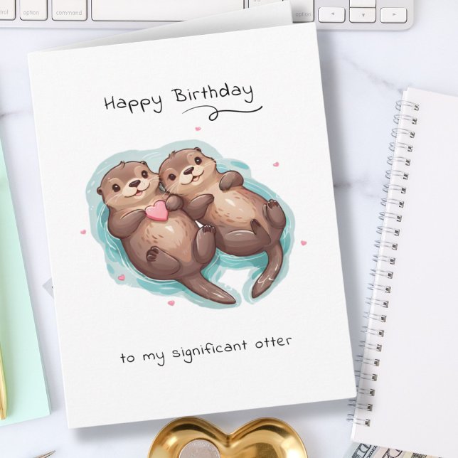 Carte Mignonne Importante Oiseau De Mer Punny Anniversai (Cute Significant Otter Sea Animal Punny Birthday Card)