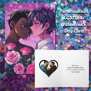 Carte Mignonne LGBT+ Anime Personnalisée Saint Valentin