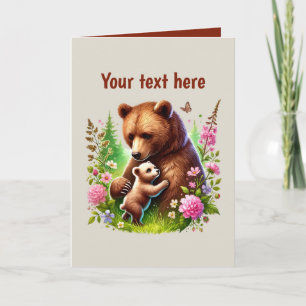 Carte Mignonne maman bébé ours personnalisable