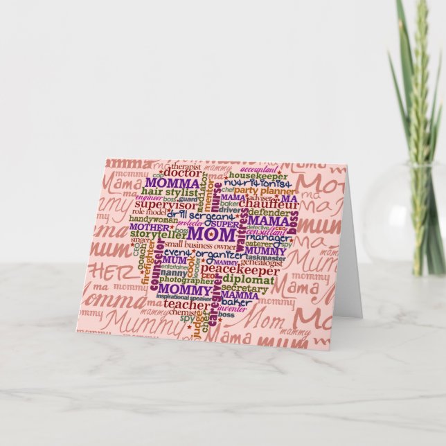Carte Mignonne Maman Fête des Mères Parole Art Coeur (Devant)