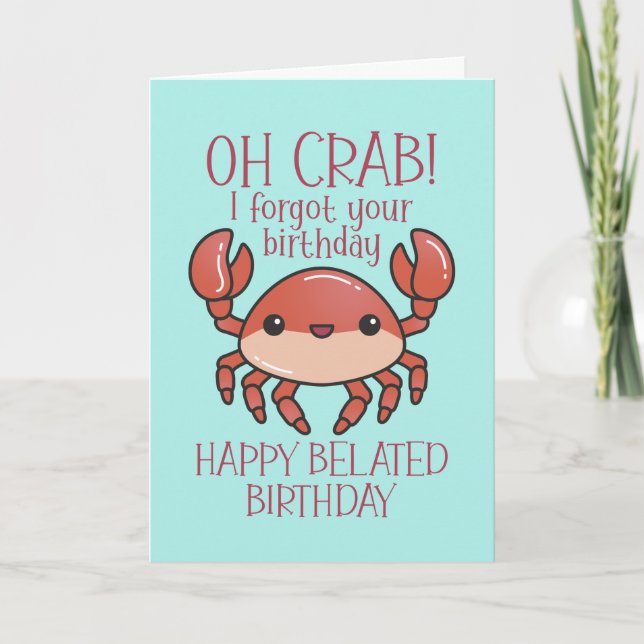 Carte Mignonne Oh Crab drôle Pun Joyeux Anniversaire Bel (Devant)