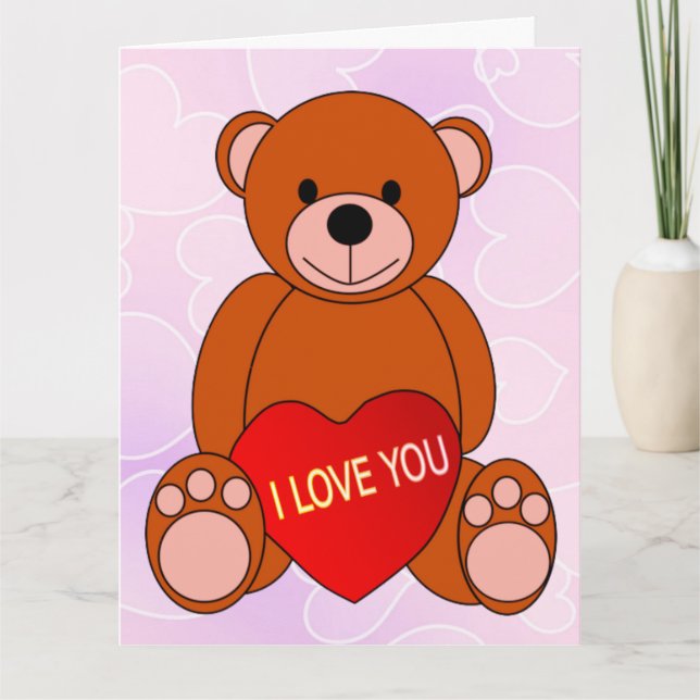 Carte Mignonne Ours Avec Coeur Je T'Aime Valentine (Devant)