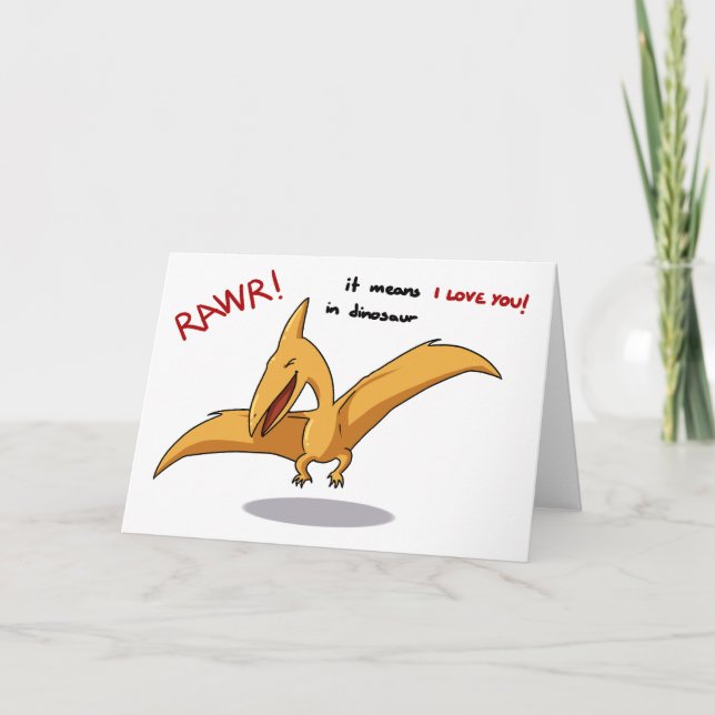 Carte mignonne plume de dinosaure signifie que je t'aime (Devant)