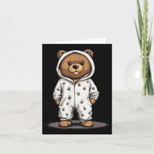 Carte Mignonne Tenue D'Ours De Pyjama Et Ours En Teddy