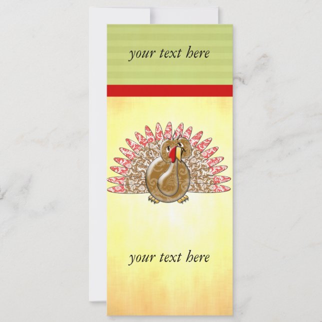 Carte Mignonne Turquie Damask Pattern sur plumes (Devant)