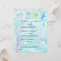 Mignonne Under the Sea Baby shower Phone Game Card