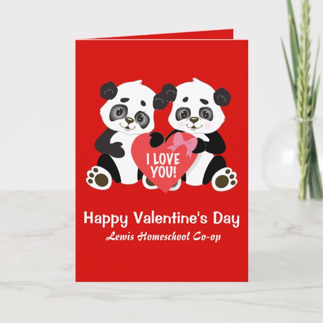 Carte Mignonne Valentine Pandas (Devant)