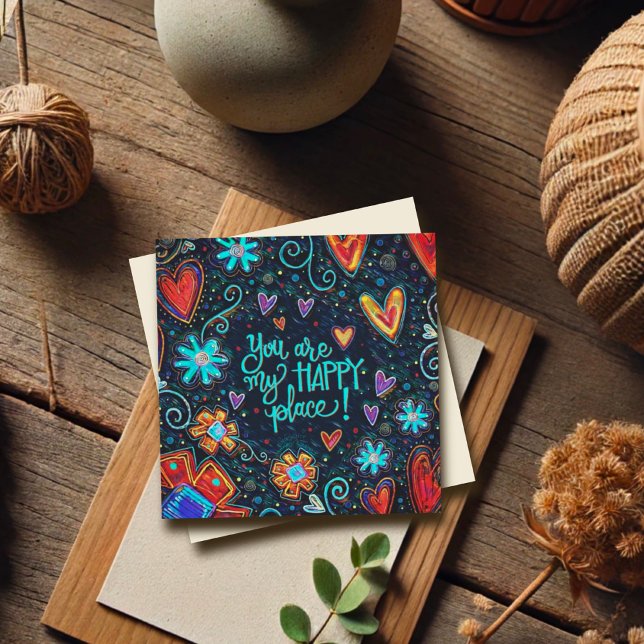 Carte Mignonne Whimsical Happy Place Coeur Amour Inspiri (Créateur téléchargé)
