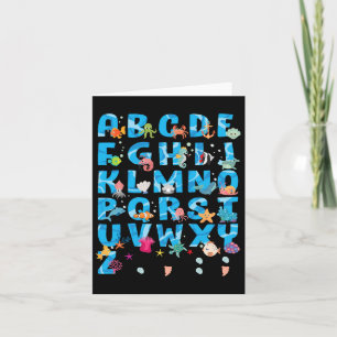 Carte Mignons animaux de mer Drôle Alphabet Abcs d'été R