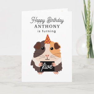 Carte Mignons Cochons d'Inde Drôles Nom Âge Anniversaire