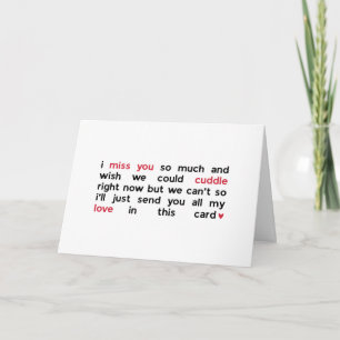 Carte Mignons Coeur rouge, tu me manques